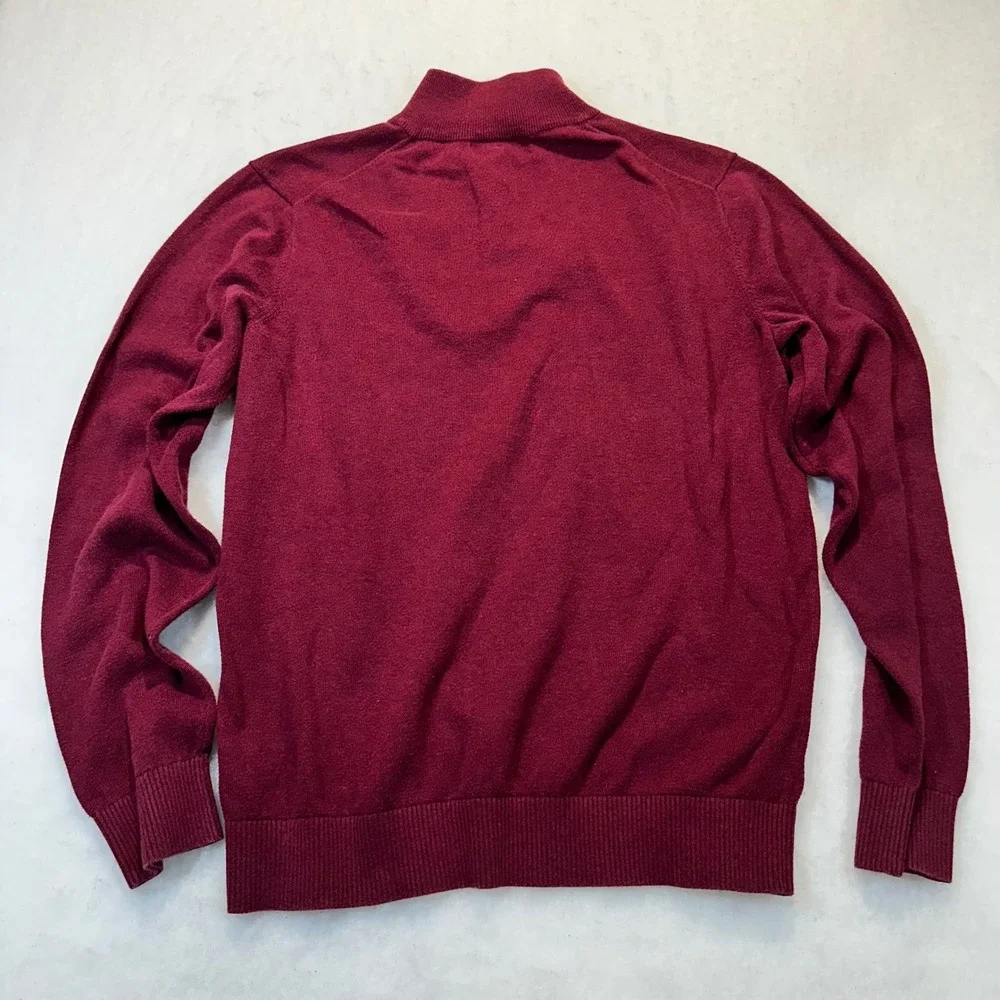 Vineyard Vines‎ Quarter Zip Sweater Mens Medium Burgundy Preppy Cotton Pullover